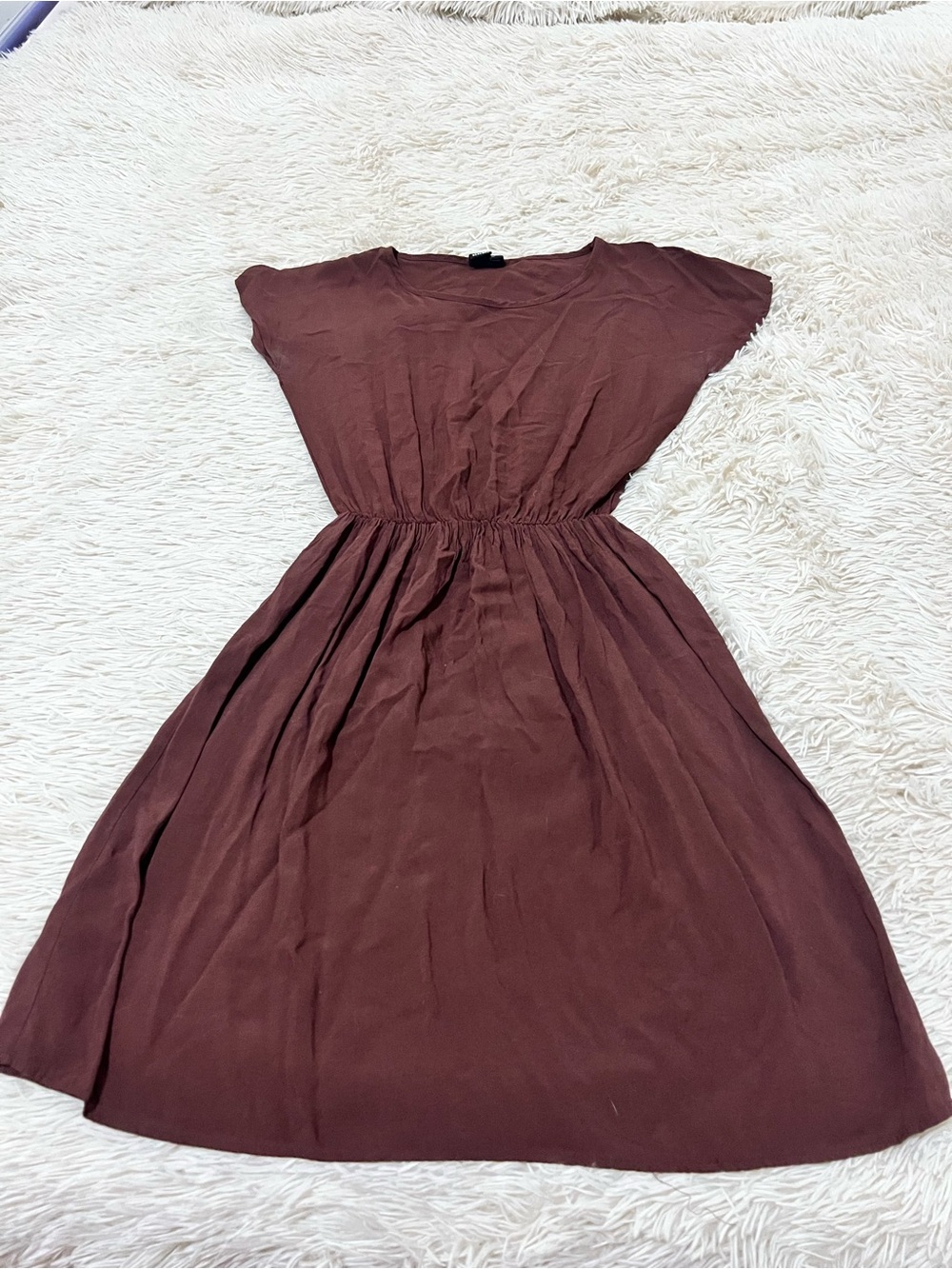 Urban Renewal Chocolate Brown Elastic-Waist Midi Dress